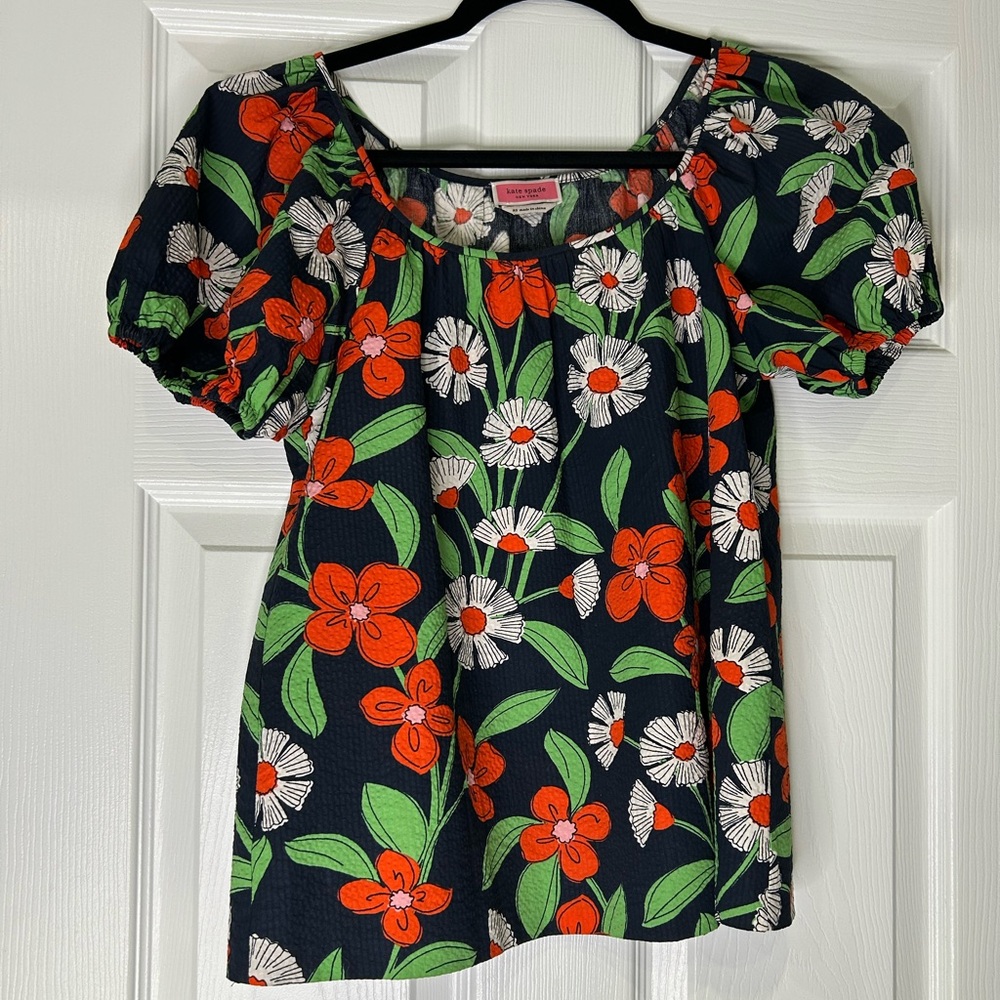 ♠️💚Kate Spade Floral Puff Sleeve Blouse - Red, Green, and White♠️💚